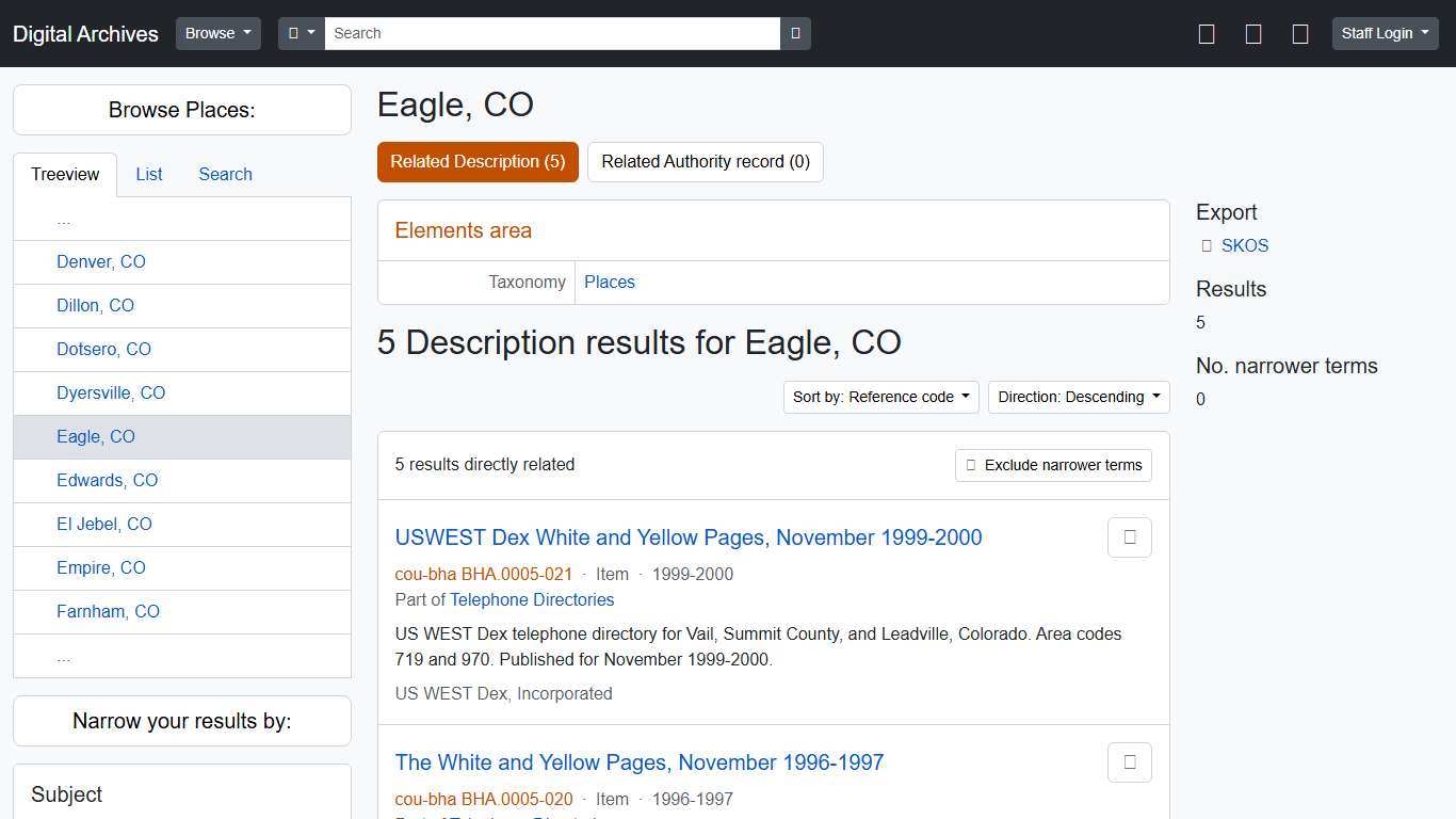 Term browse - Eagle, CO - Digital Archives